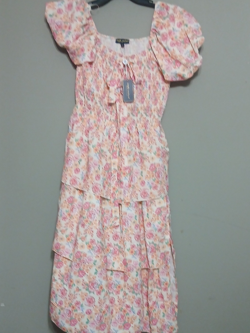 Simply Southern Pastel Floral Tiered Midi Dress
